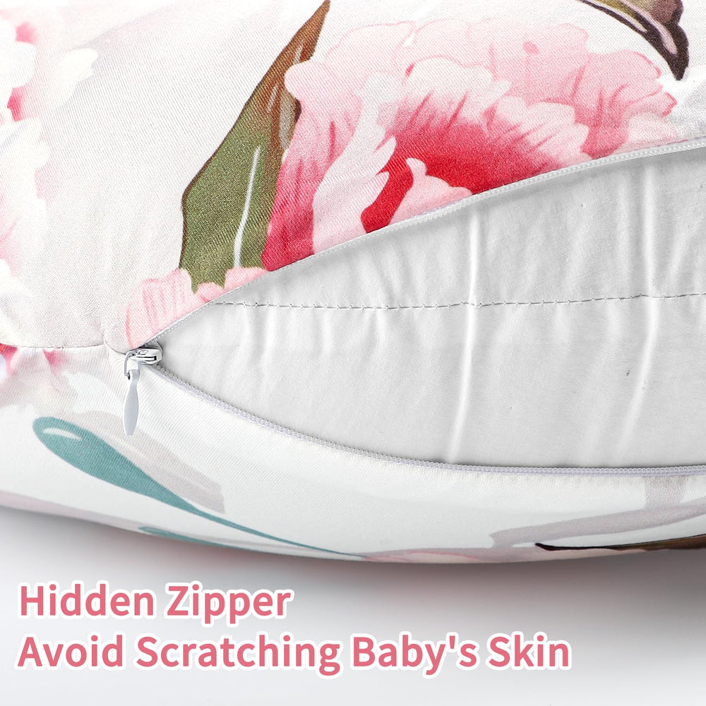 HNHUAMING nursing pillow cover fits most standard pillows closeup, versatile for various setups.