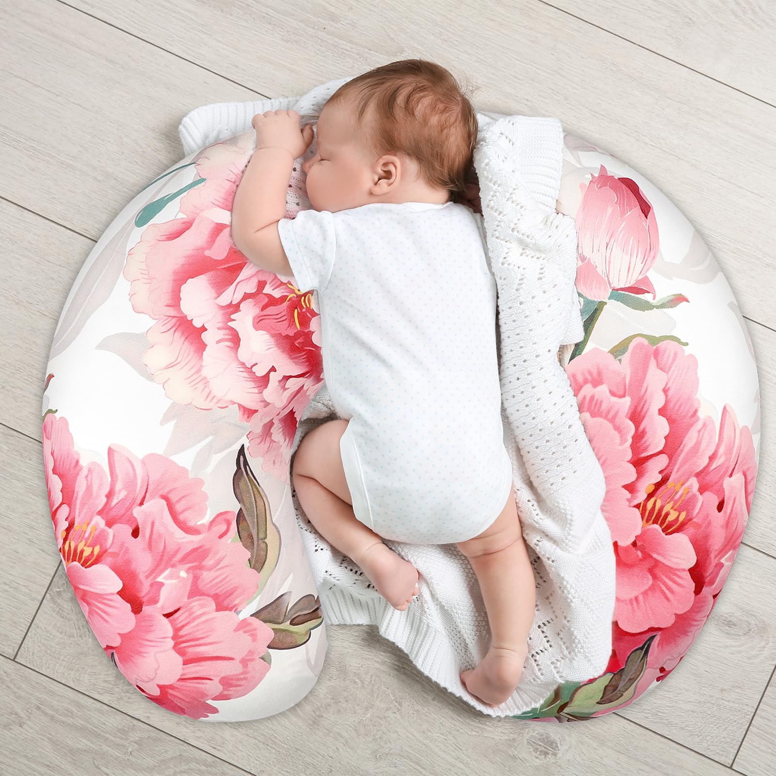 HNHUAMING nursing pillow cover gender-neutral design closeup, stylish nursery decor for any baby.