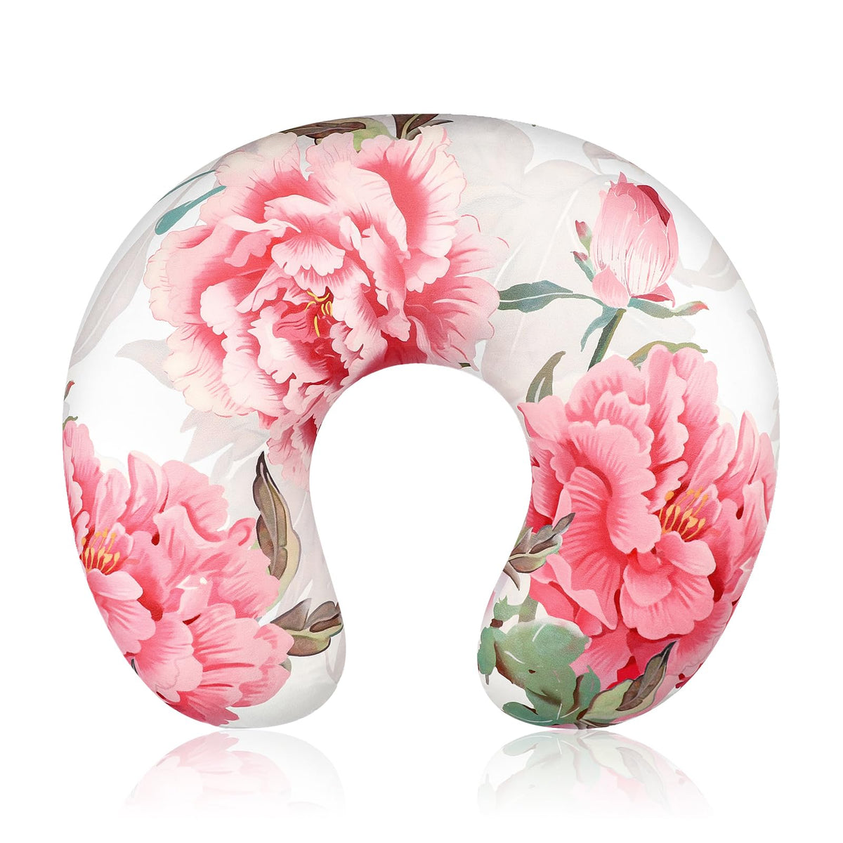 HNHUAMING nursing pillow cover in peony pattern closeup, soft and skin-friendly for baby feeding.