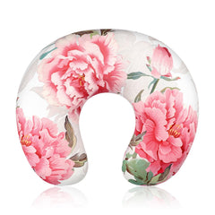 HNHUAMING nursing pillow cover in peony pattern closeup, soft and skin-friendly for baby feeding.