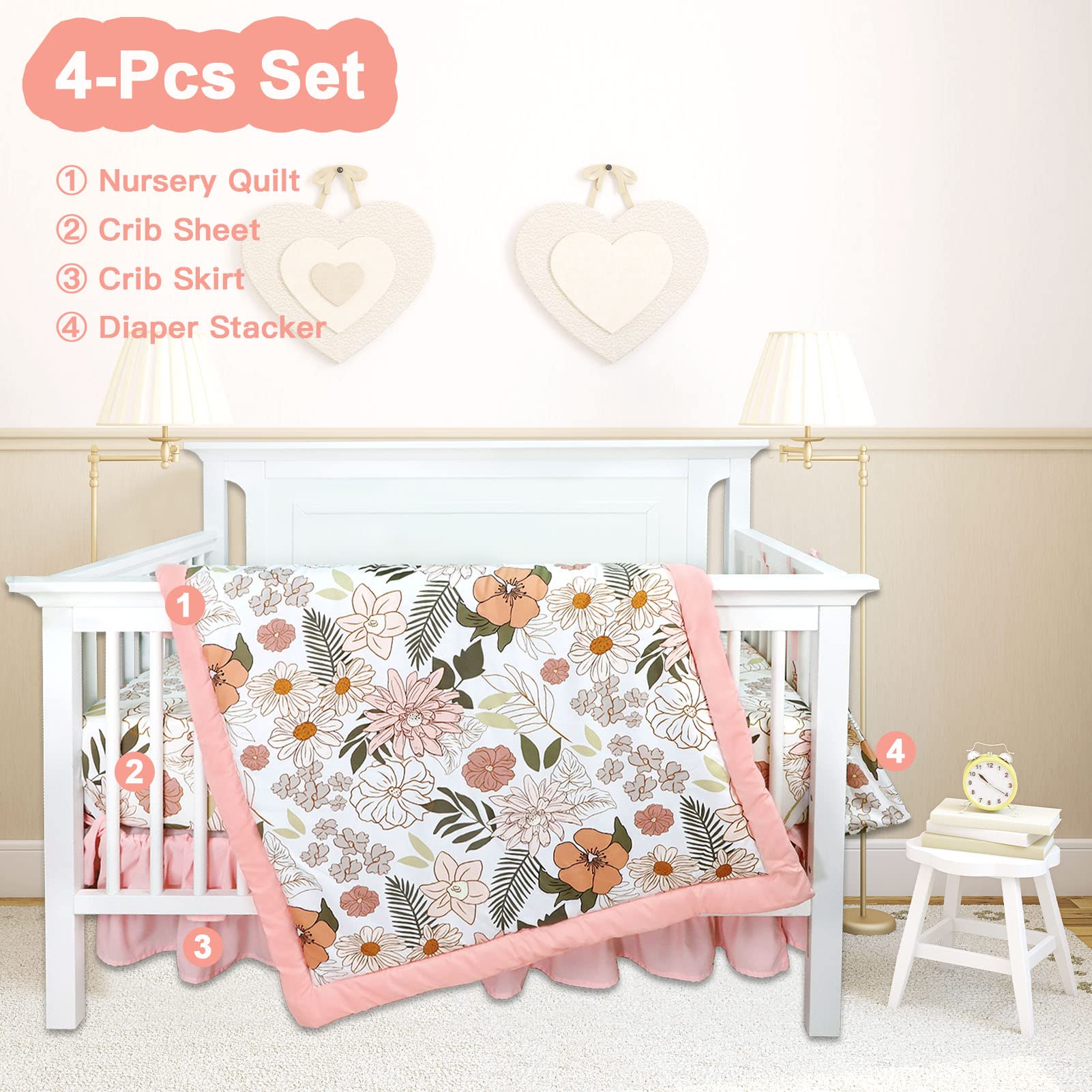 HNHUAMING pink crib sheet offers snug fit and soft touch for restful naps.