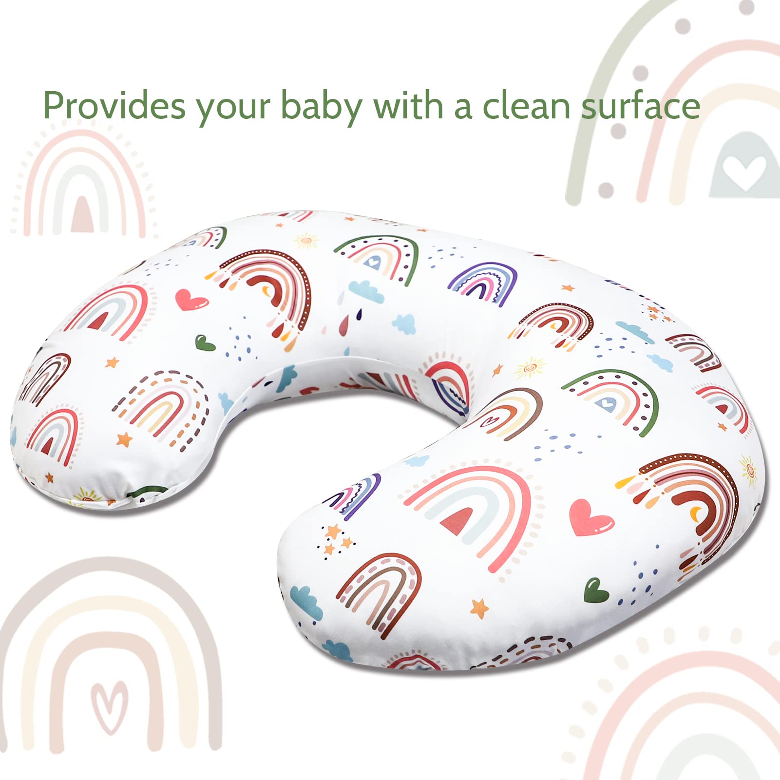 HNHUAMING Rainbow Nursing Pillow Cover close-up of soft hypoallergenic fabric