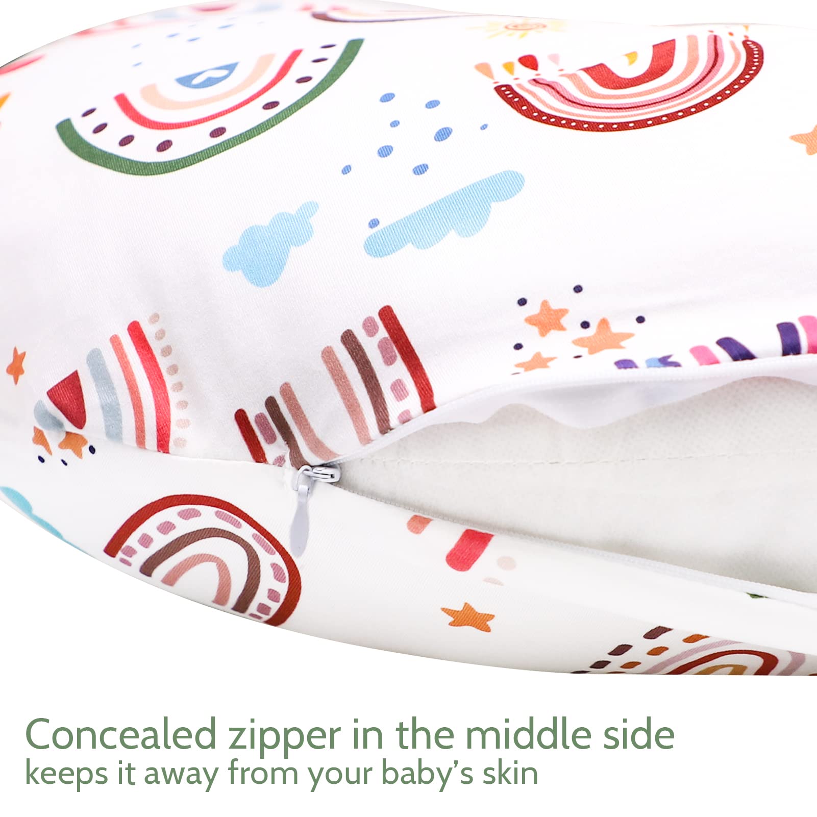 HNHUAMING Rainbow Nursing Pillow Cover is machine washable for quick refresh