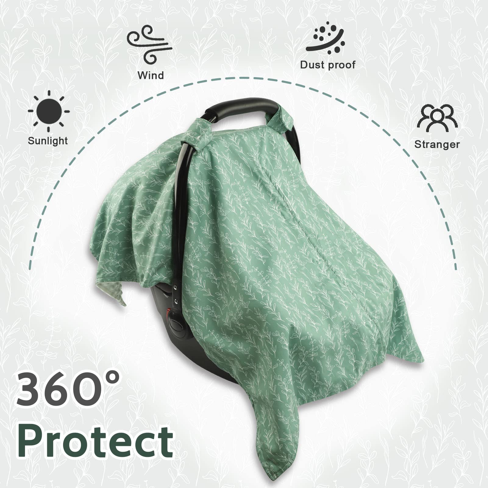 HNHUAMING sage canopy fits stroller and car seat securely
