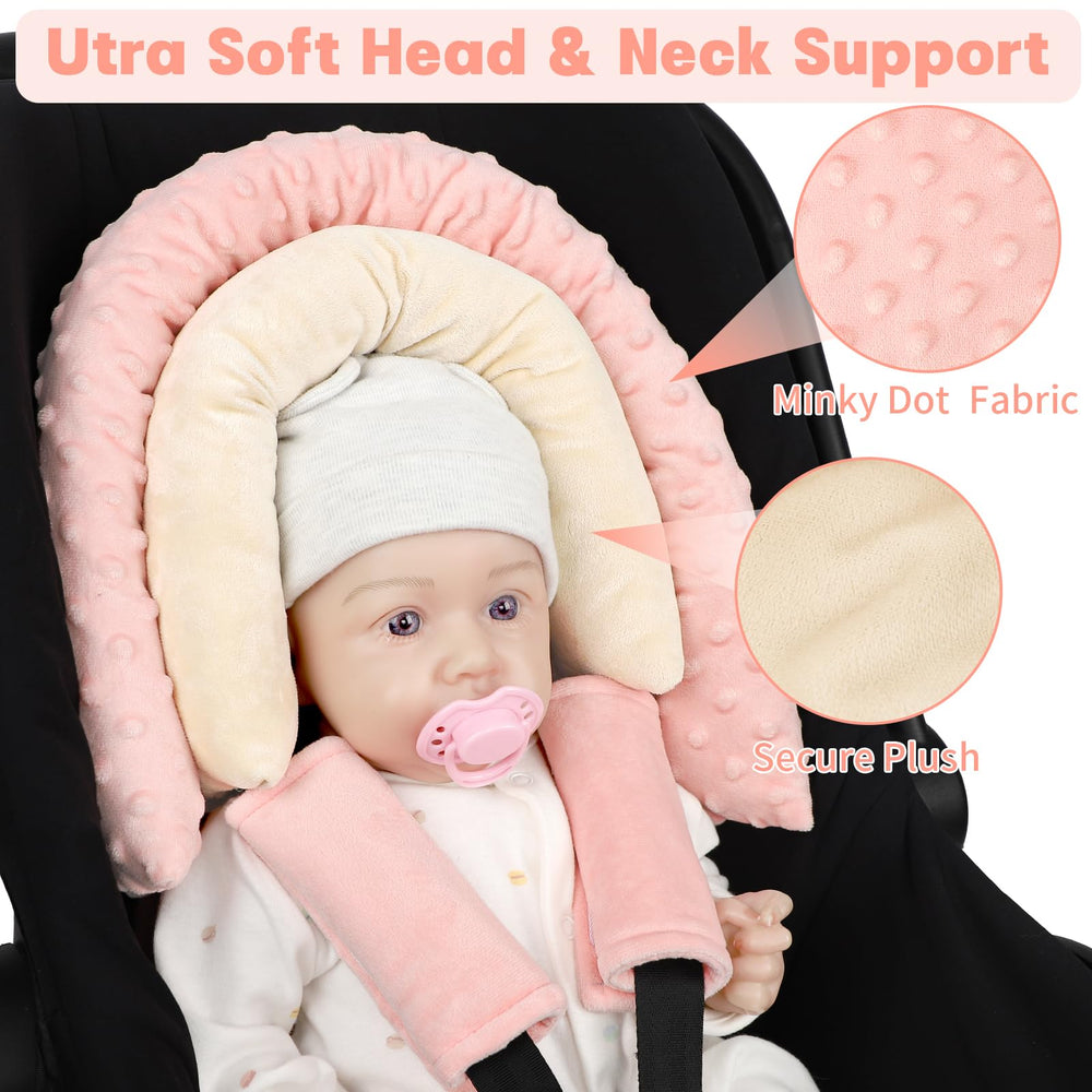 Two strap pads shield shoulders from harness friction during travel.