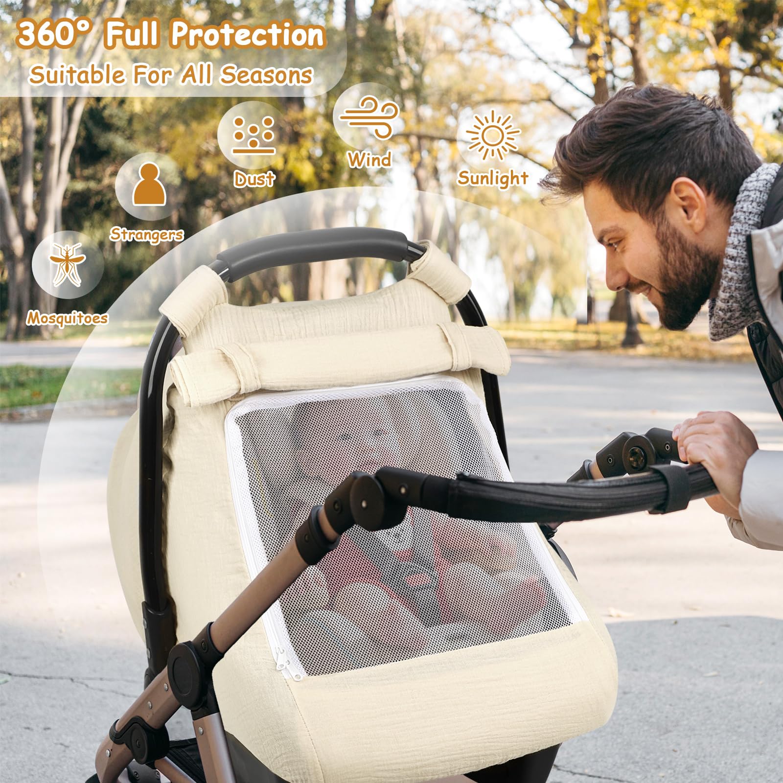 HNHUAMING stroller cover with adjustable straps for quick setup