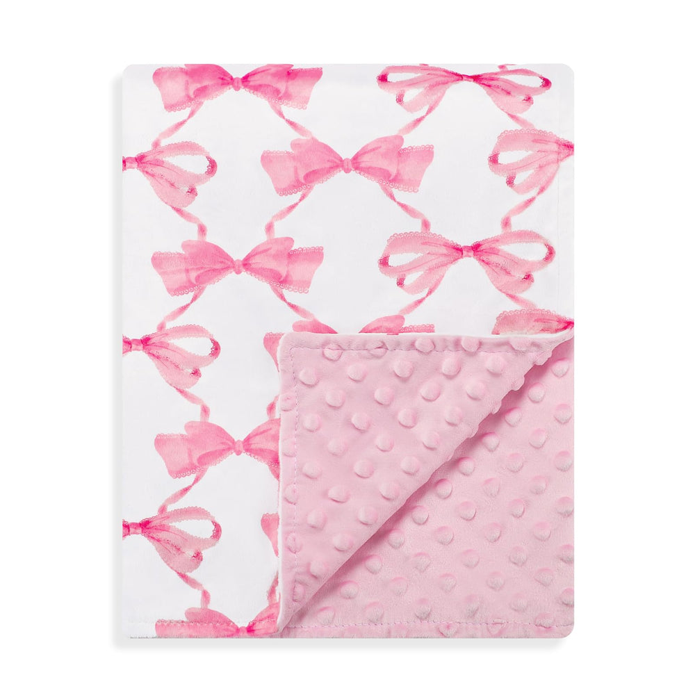 HNHUAMING pink bow baby blanket close-up showing soft newborn comfort.