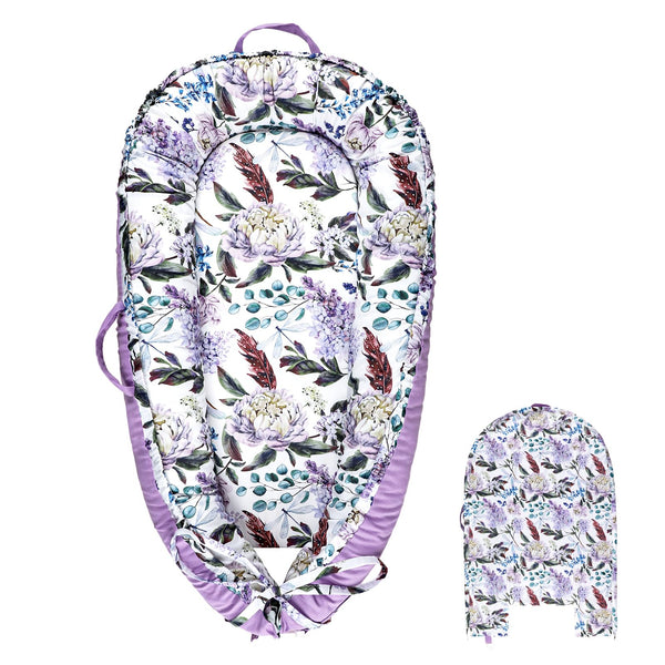 HNHUAMING baby lounger cover with purple floral pattern for cozy newborn comfort.