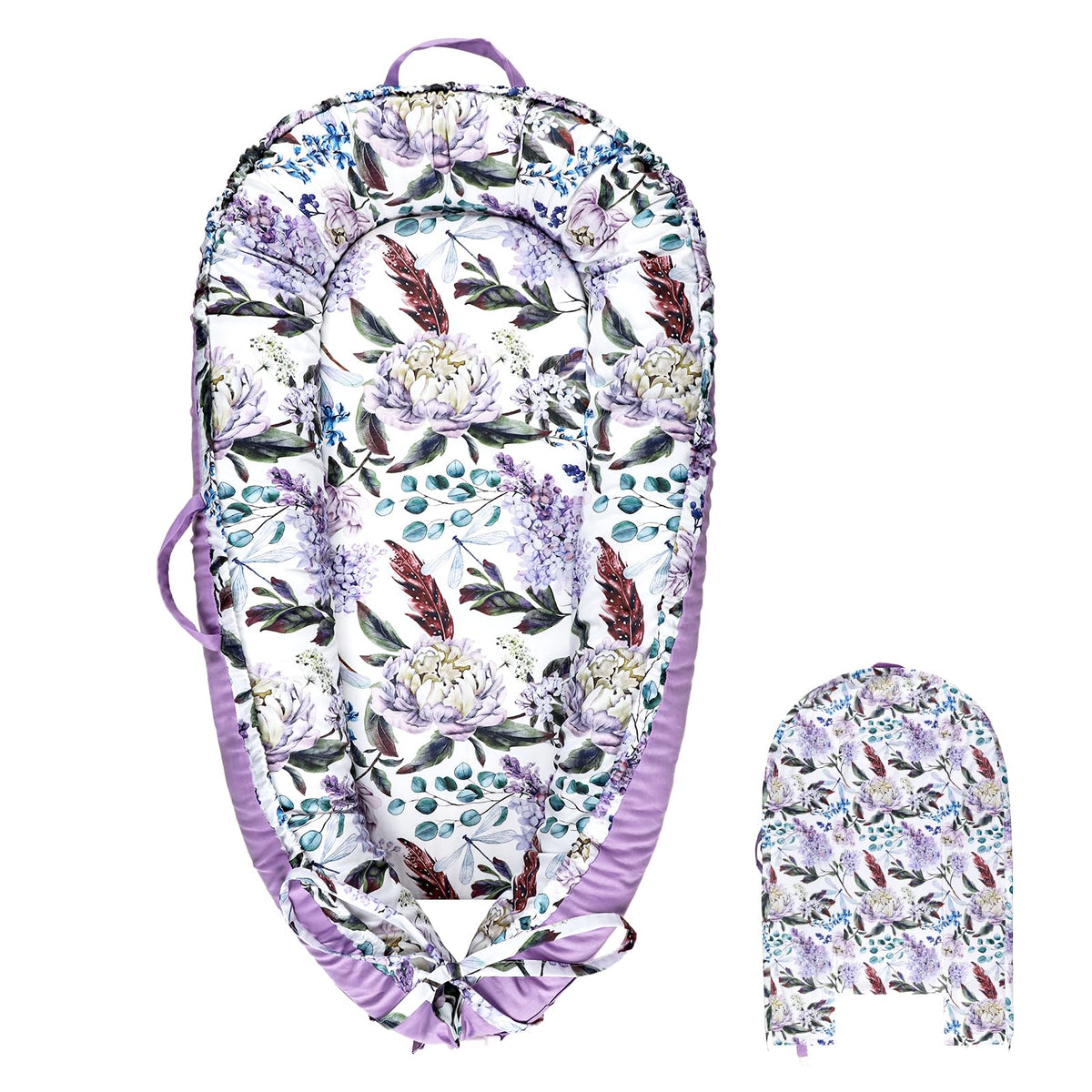 HNHUAMING baby lounger cover with purple floral pattern for cozy newborn comfort.