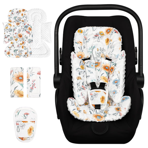 HNHUAMING infant car seat insert with daisy flower design provides soothing visual cue for newborns.
