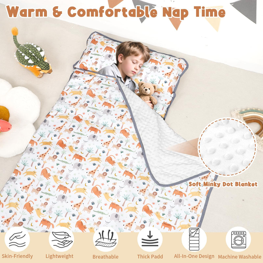 HNHUAMING nap mat with soft minky blanket for cozy nap time.