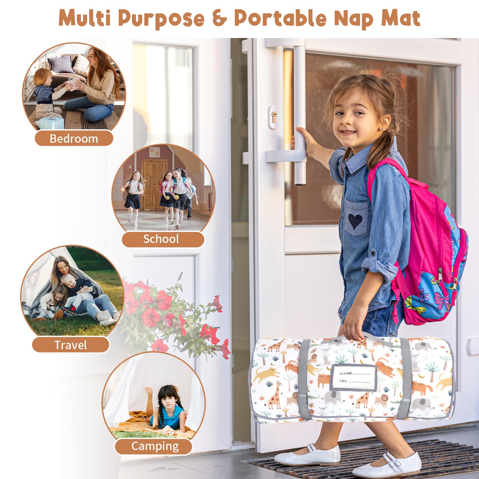 HNHUAMING nap mat is versatile for daycare, home, camping, and travel.