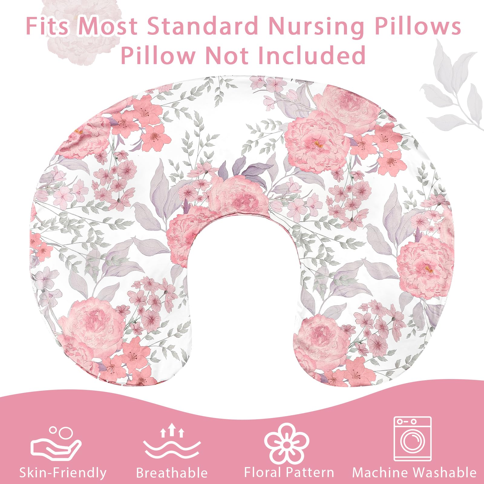 HNHUAMING nursing pillow cover pink floral design brightens the nursery.