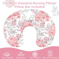 HNHUAMING nursing pillow cover pink floral design brightens the nursery.