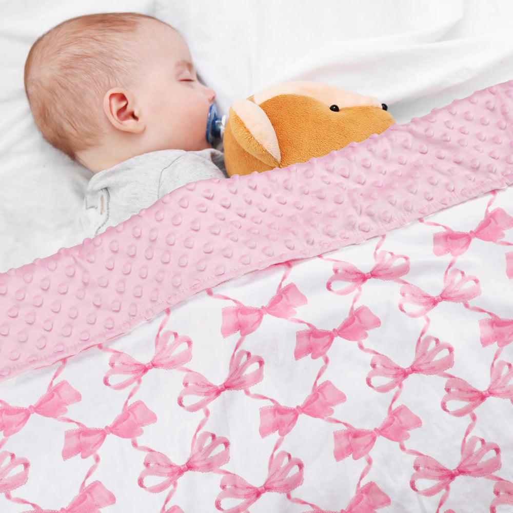HNHUAMING pink bow blanket perfect stroller or car ride.