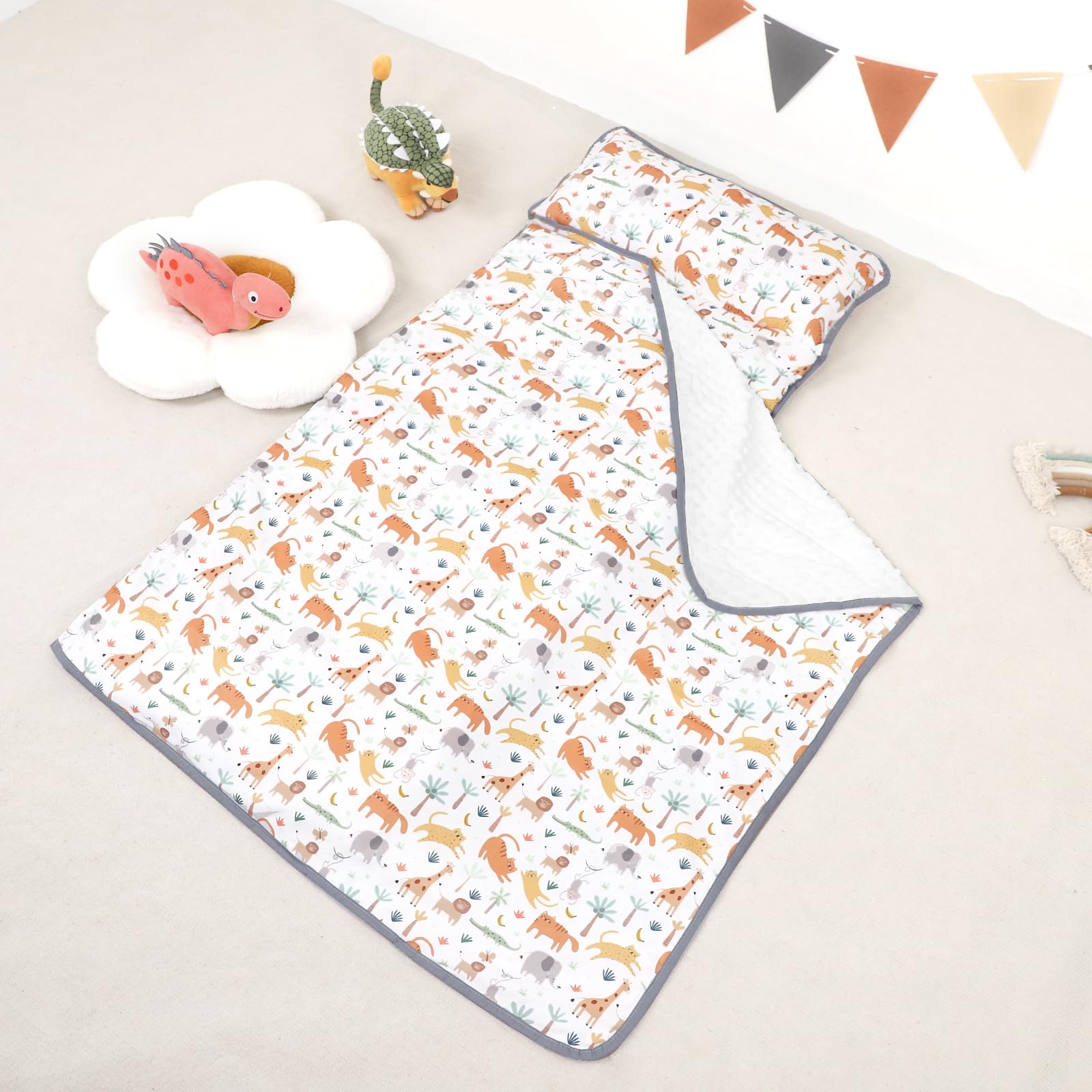 HNHUAMING extra-large nap mat measures 23x51 inches for growing toddlers.