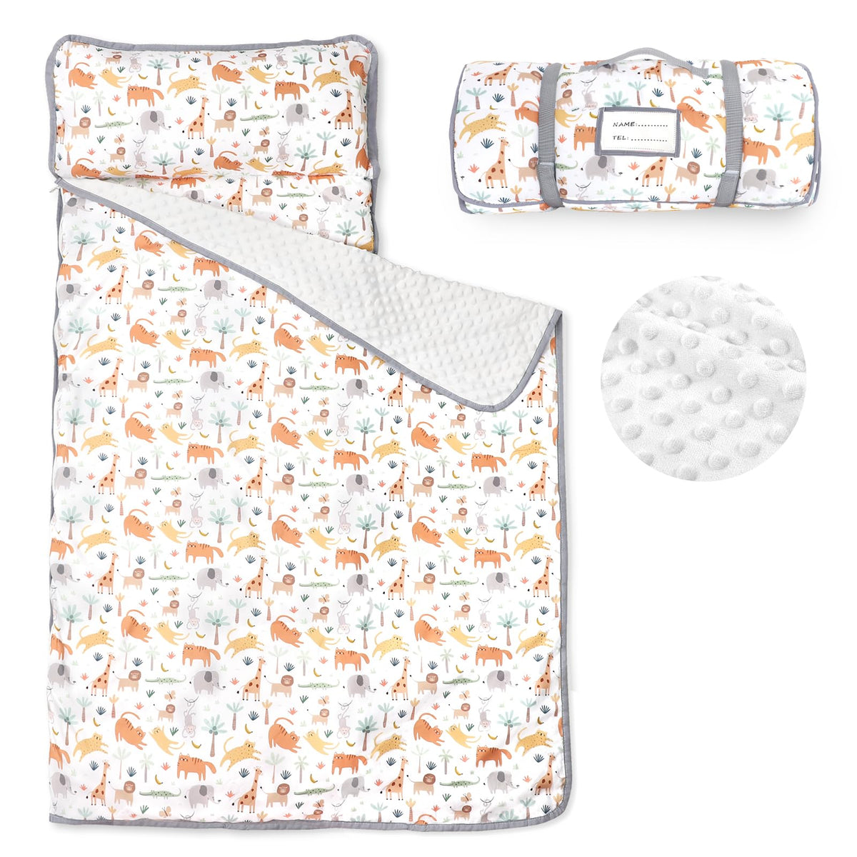 HNHUAMING toddler nap mat with removable pillow for easy transport and quick cleanup.