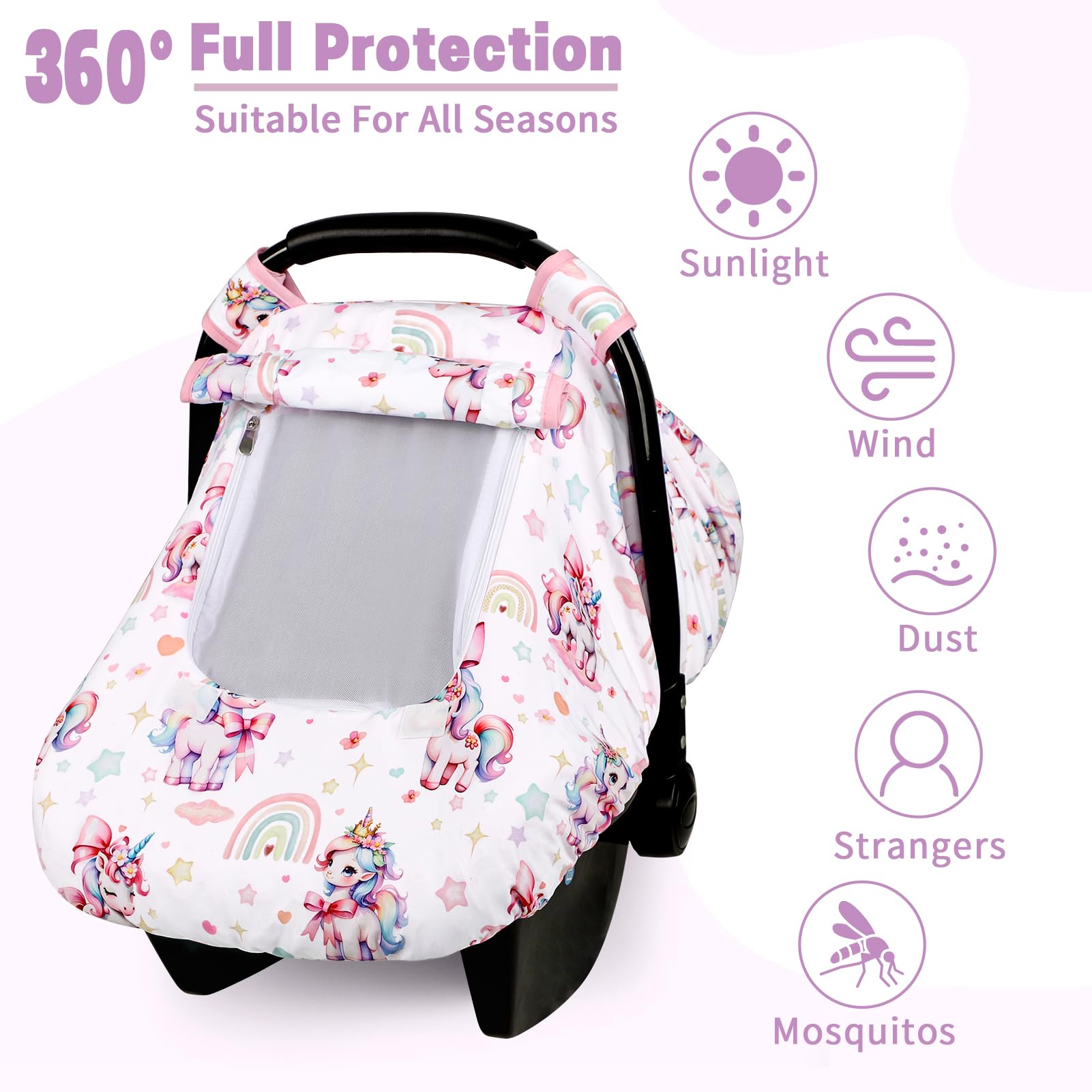 HNHUAMING infant canopy with mesh window for visibility and airflow.