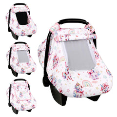 HNHUAMING unicorn rainbow car seat cover with breathable mesh window for airflow.