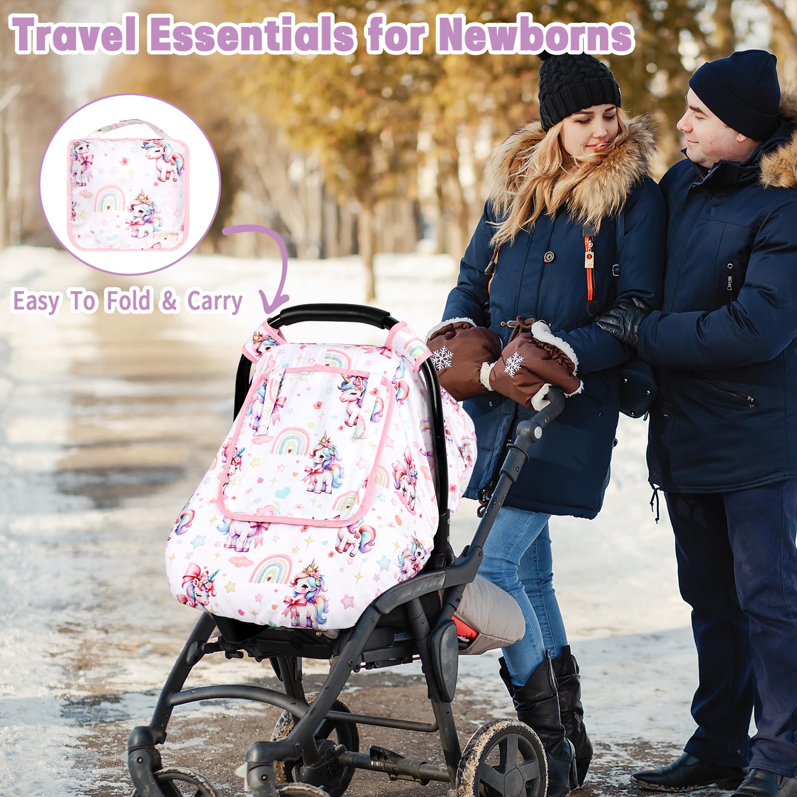 HNHUAMING universal fit car seat and stroller cover adapts to many models.