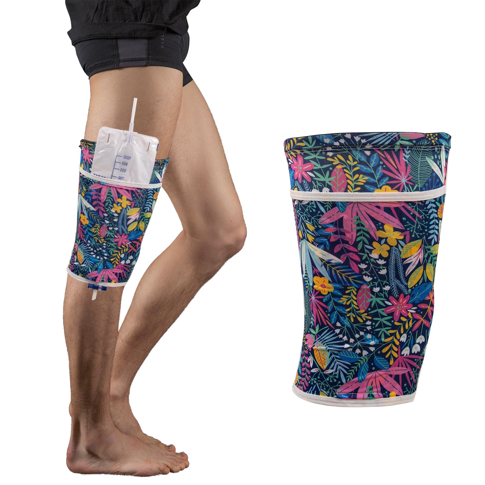 HNYG catheter leg bag holder showing adjustable cord lock for a secure, comfortable fit.