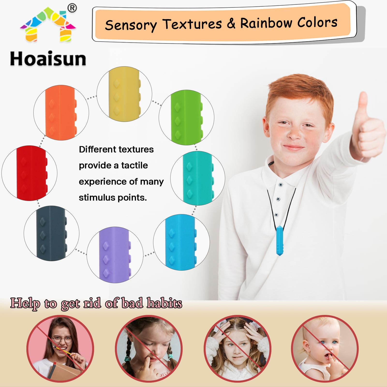 Hoaisun chew necklaces shark teeth texture helps oral exploration