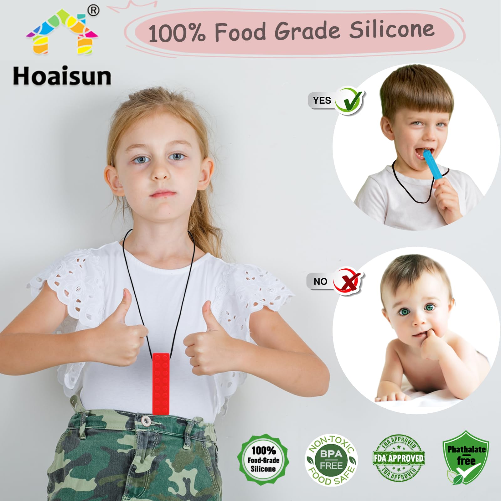 Hoaisun chewy necklaces building-blocks texture offers tactile exploration.