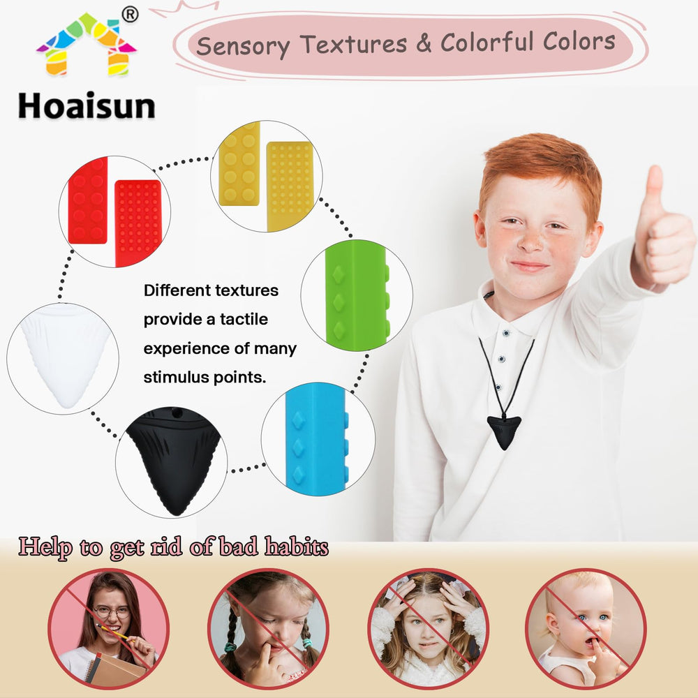 Hoaisun chewy necklaces crayons texture supports oral sensory stimulation.