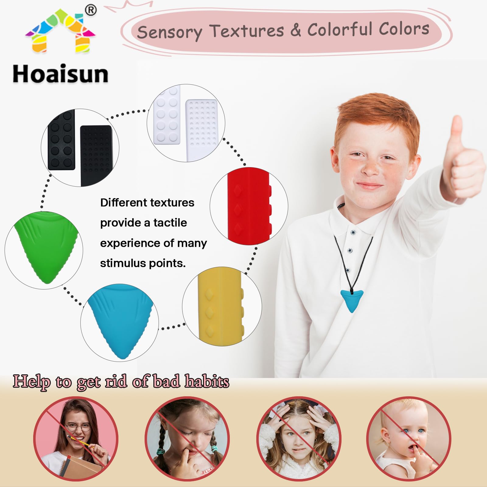 Hoaisun sensory chew necklace crayons offers textured touch for focus.