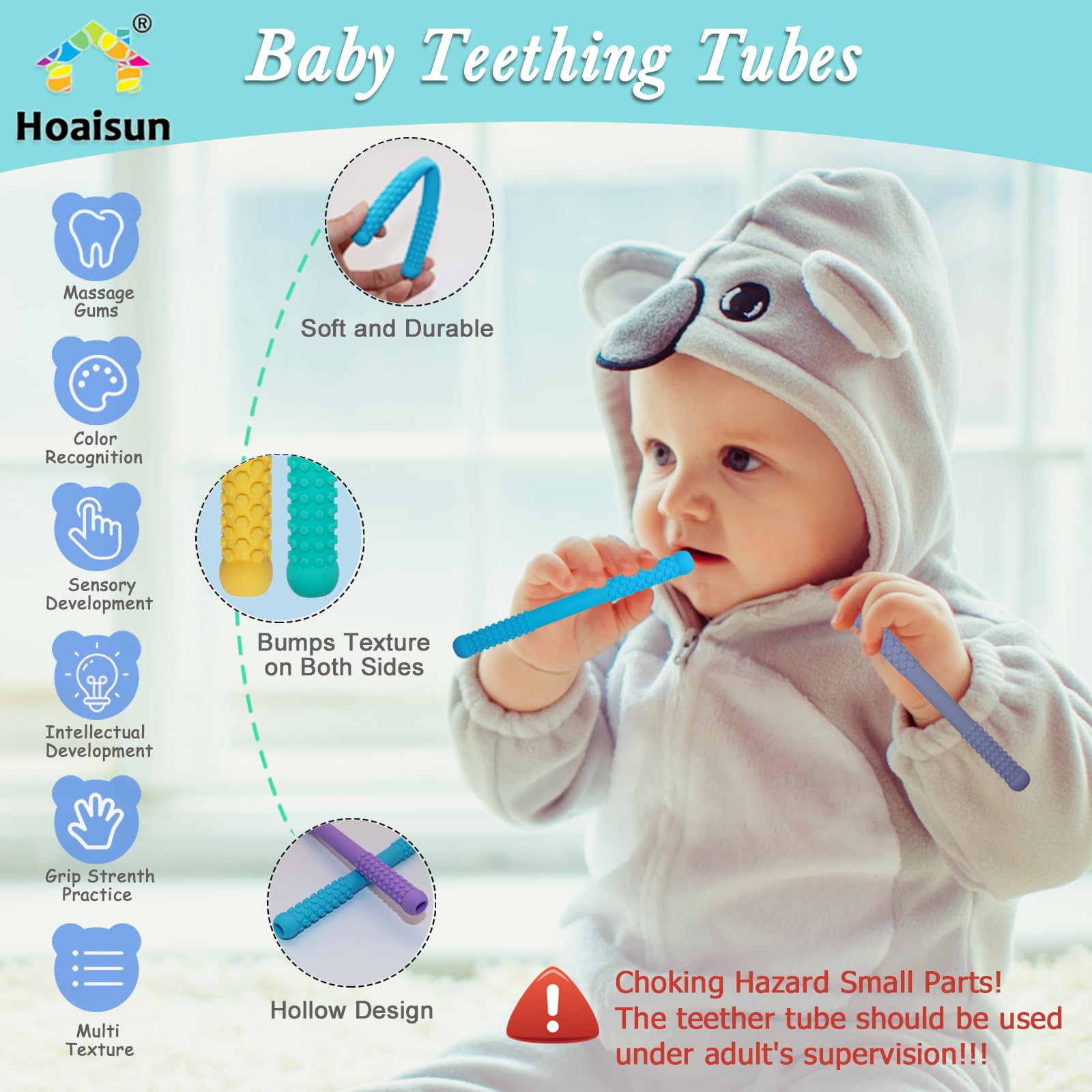 Hoaisun teething straws lightweight, easy to grip for tiny hands