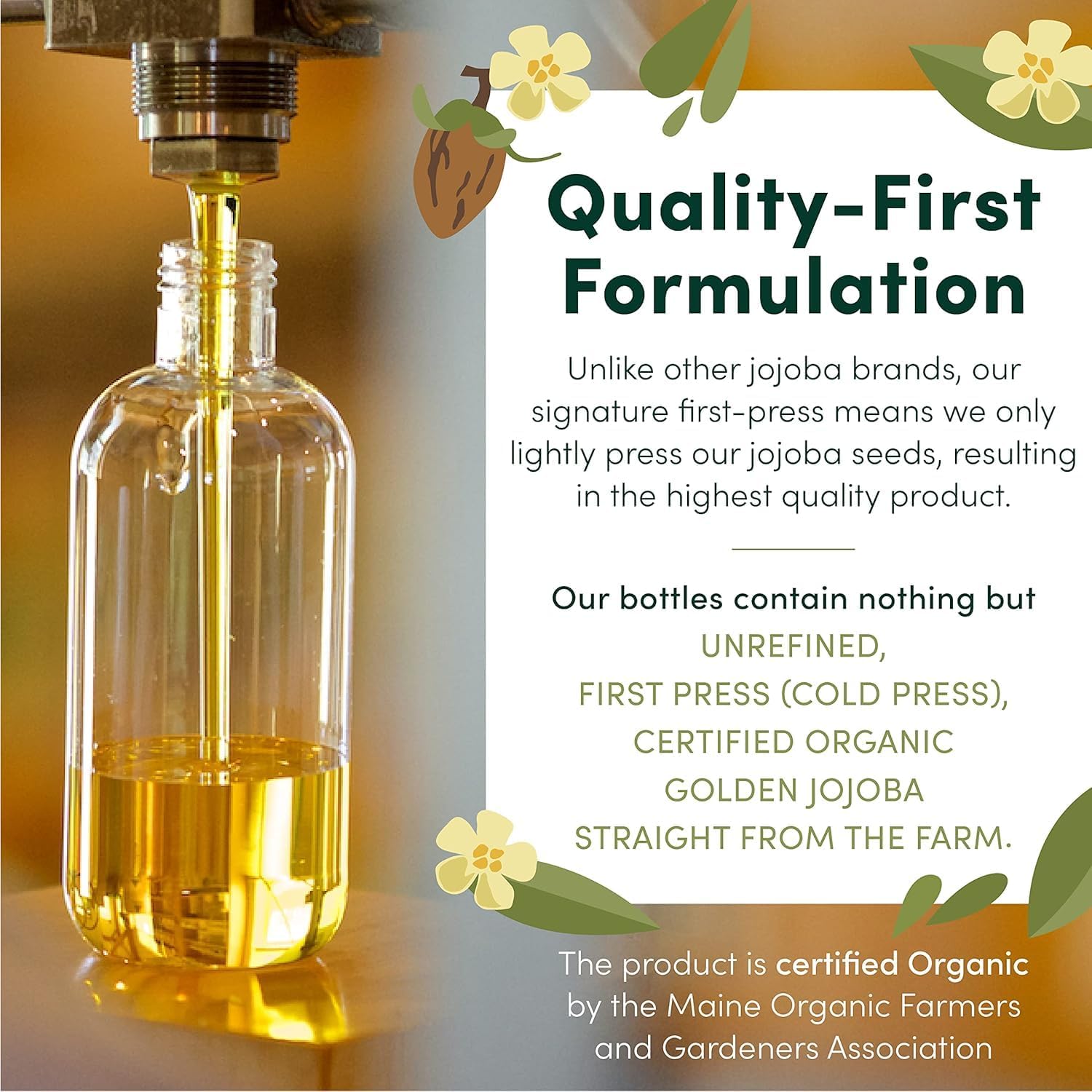 HobaCare fragrance-free label on jojoba baby oil bottle