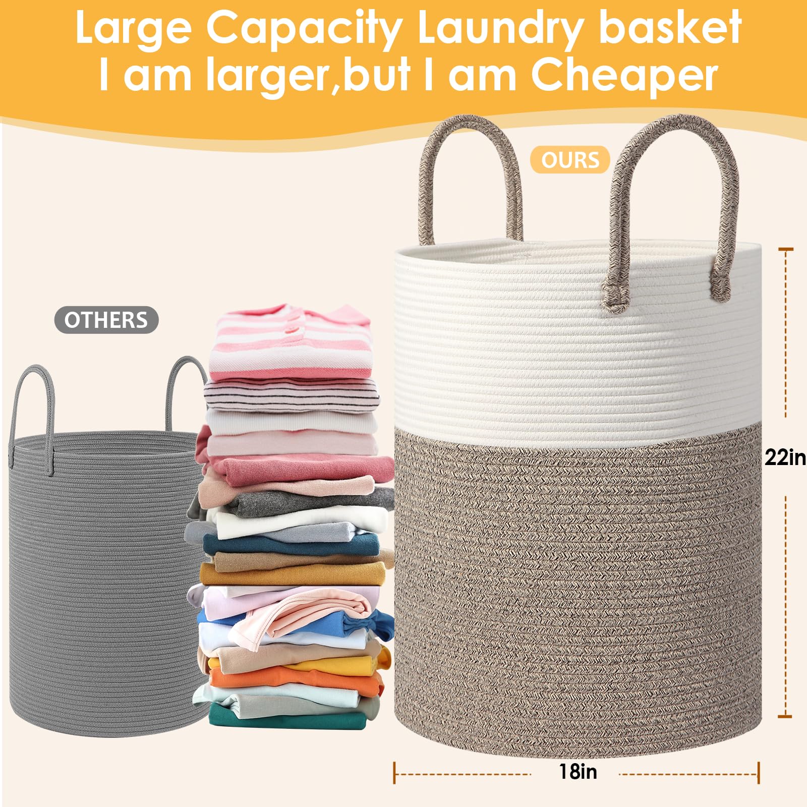 HOBASKET cotton rope storage bin filled with toys for nursery organization