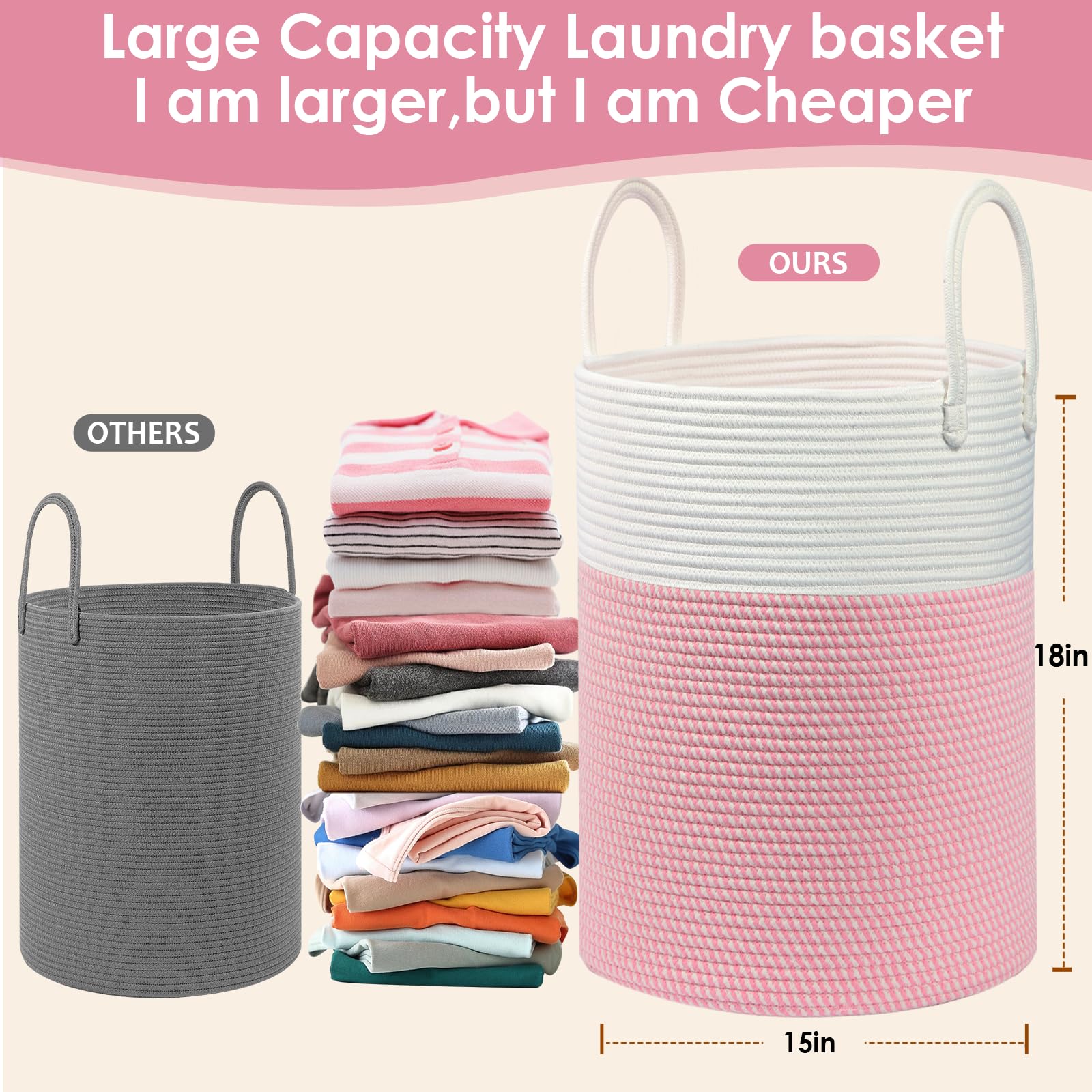 HOBASKET dual-tone basket in white and pink adds decorative storage
