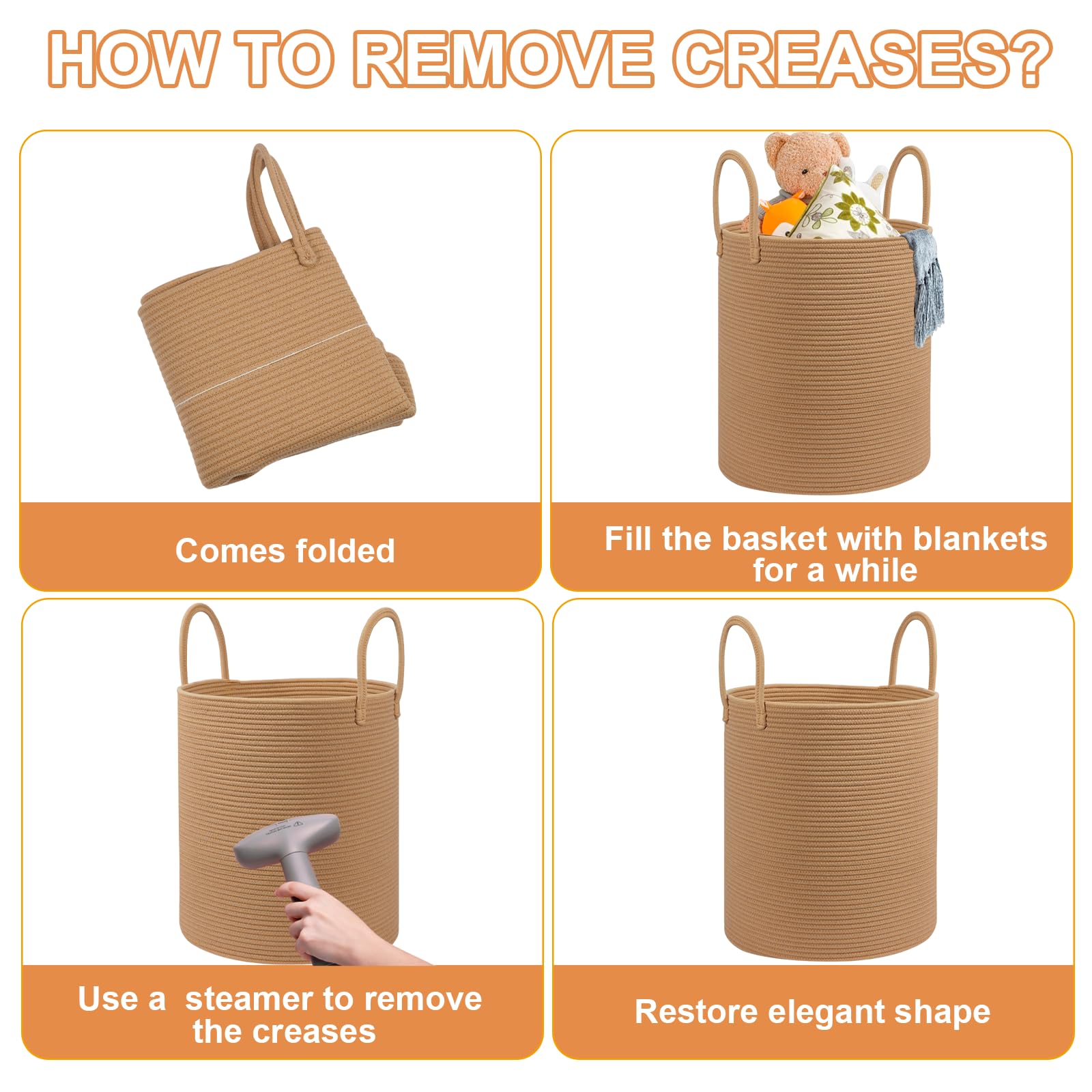 HOBASKET easy-carry handles facilitate moving around the home