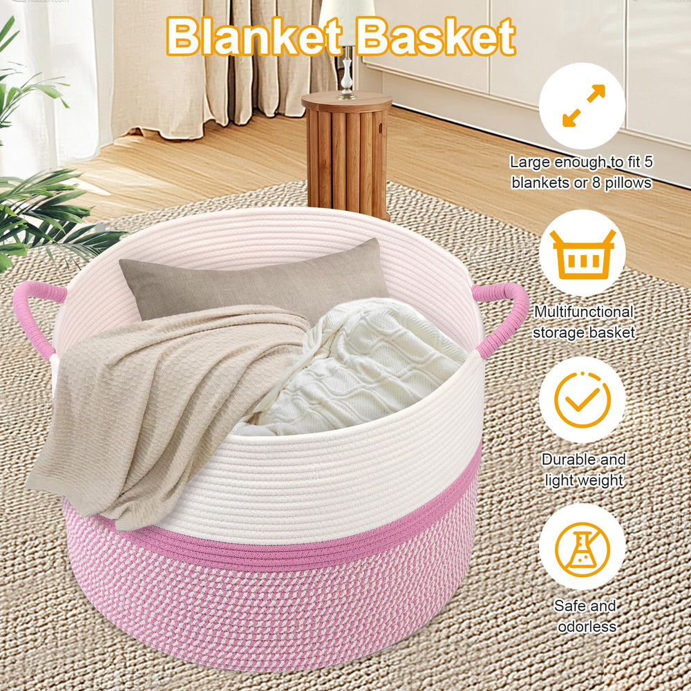 HOBASKET large blanket basket ready for cozy living room storage.
