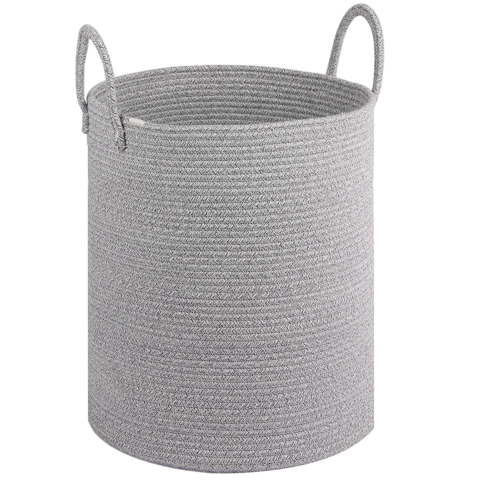 HOBASKET large laundry basket in cotton rope with 55L capacity for blankets and toys