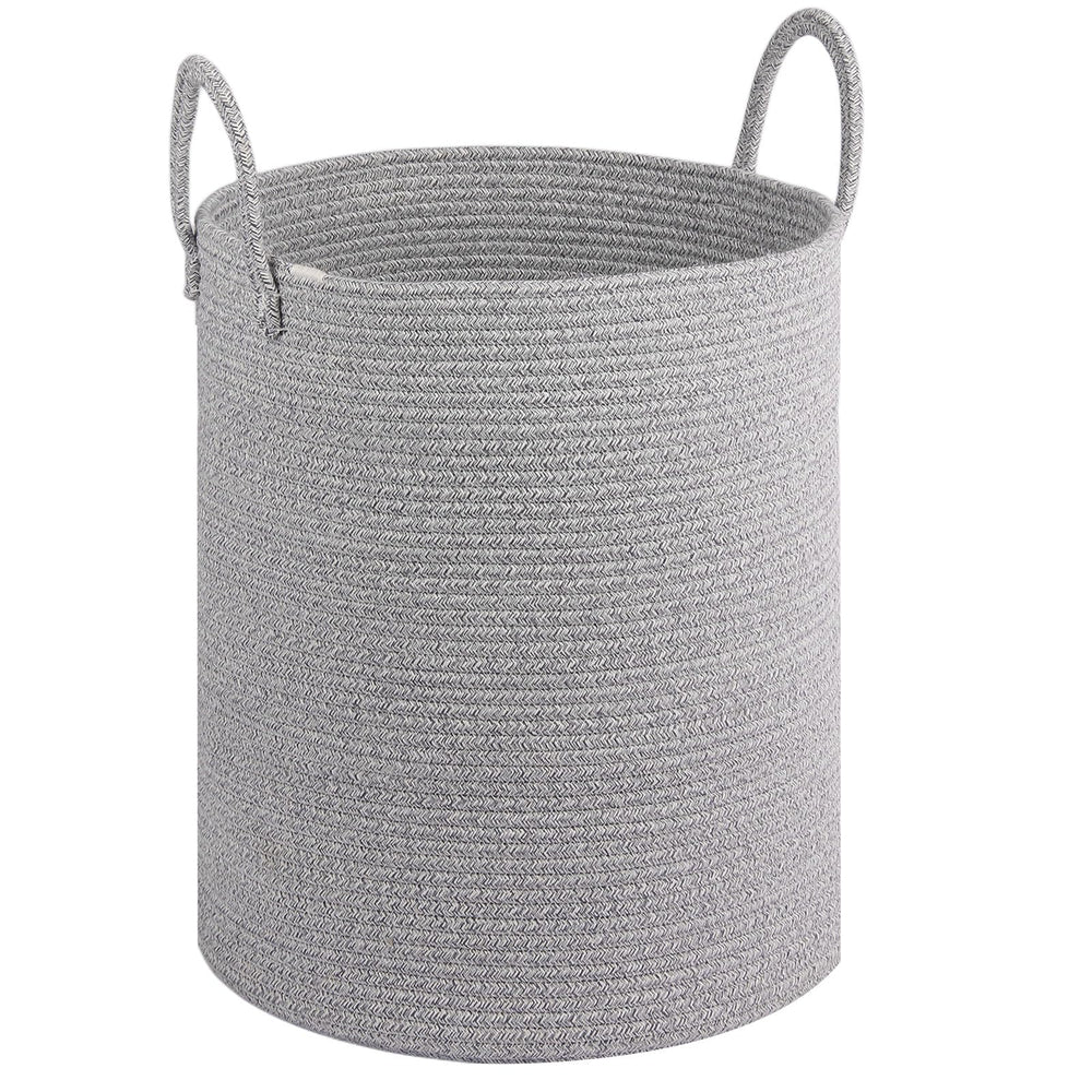 HOBASKET large laundry basket in cotton rope with 55L capacity for blankets and toys