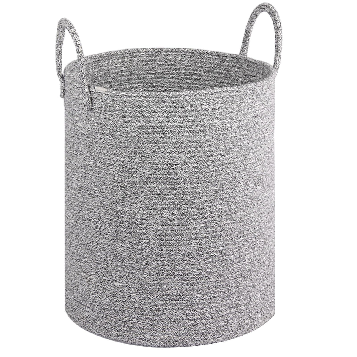 HOBASKET large laundry basket in cotton rope with 55L capacity for blankets and toys