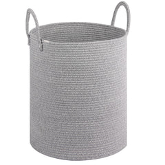 HOBASKET large laundry basket in cotton rope with 55L capacity for blankets and toys