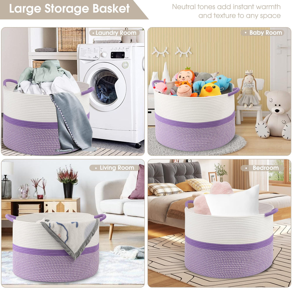 HOBASKET laundry basket 20x13-in stores laundry and blankets neatly