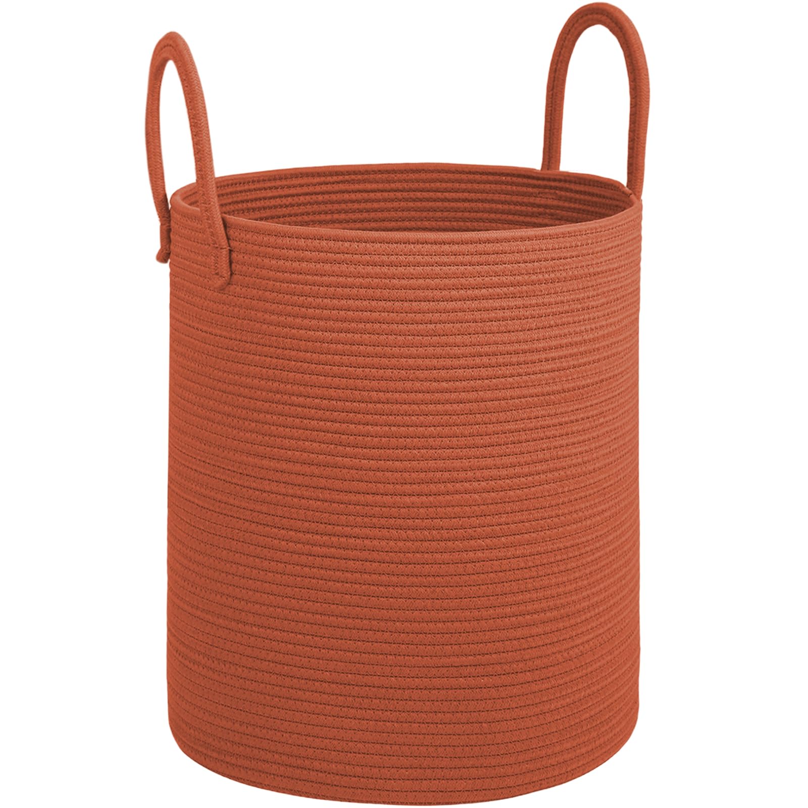 HOBASKET 60L cotton rope laundry basket with handles, easy to move between rooms.