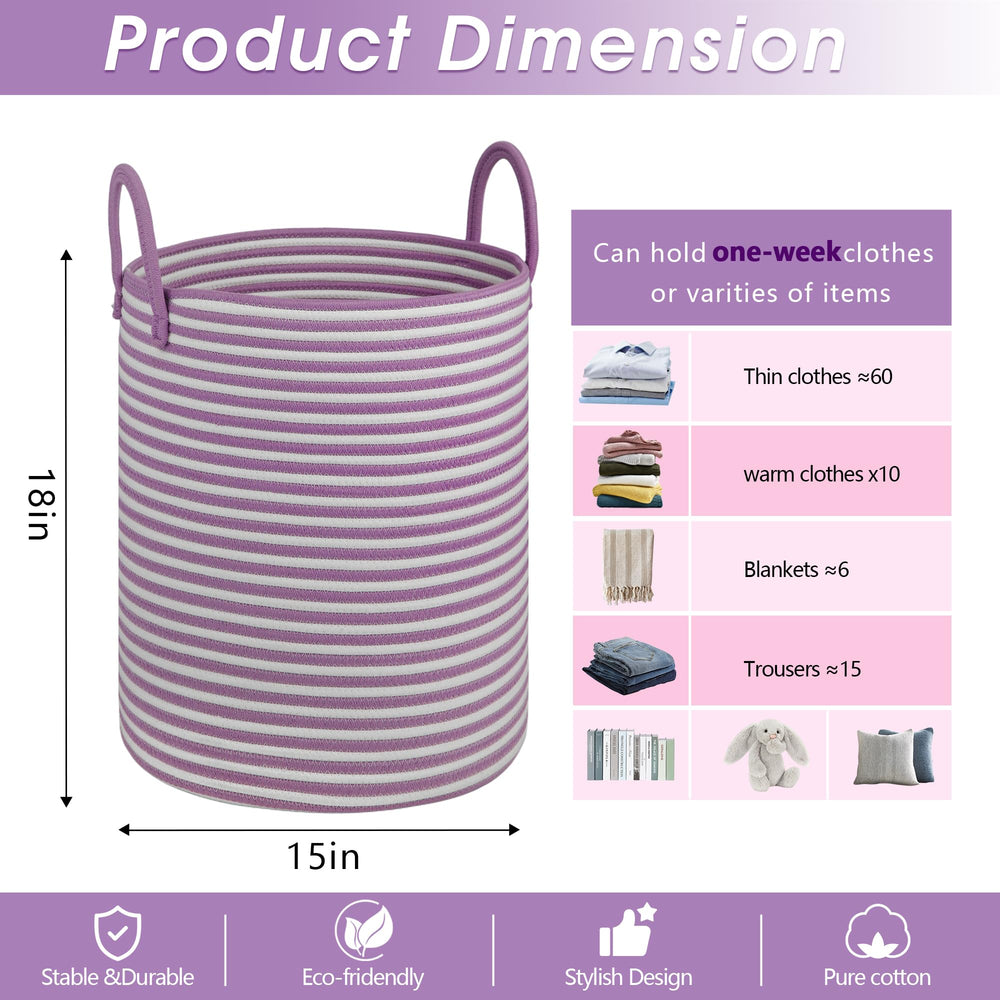 HOBASKET laundry basket with handles for easy transportation between rooms