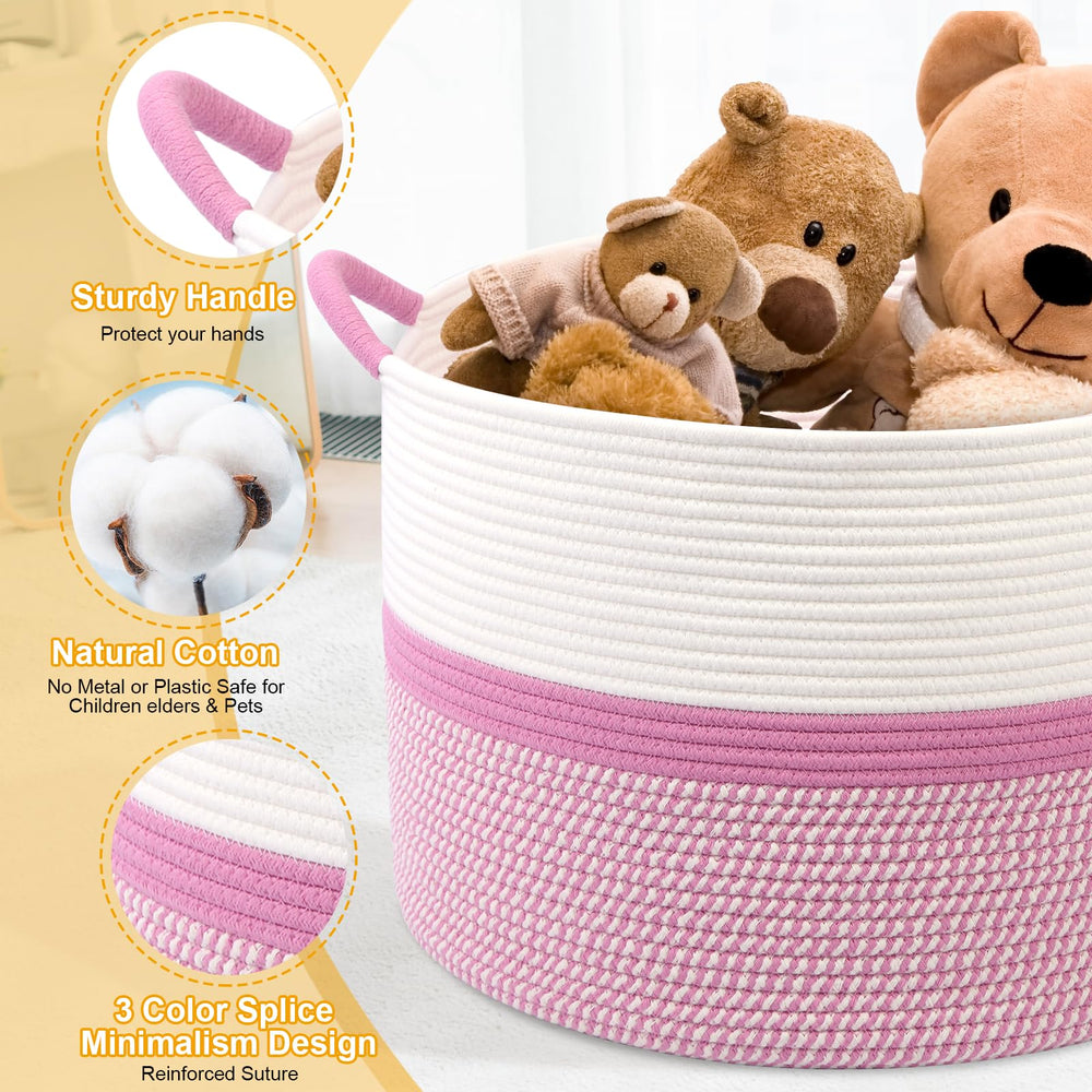 HOBASKET neutral decor basket blends with shelves and furniture.