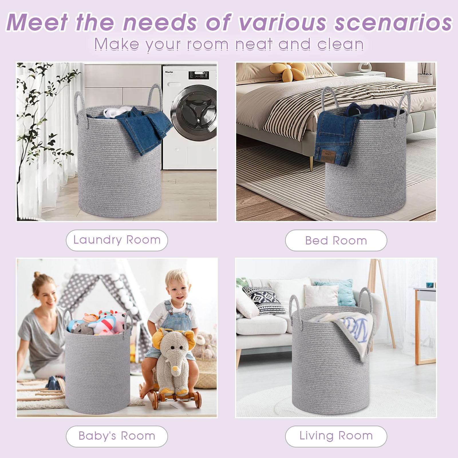 HOBASKET nursery blanket storage basket keeps blankets neatly organized
