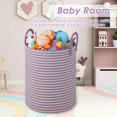 HOBASKET nursery blanket storage basket in soft white and purple