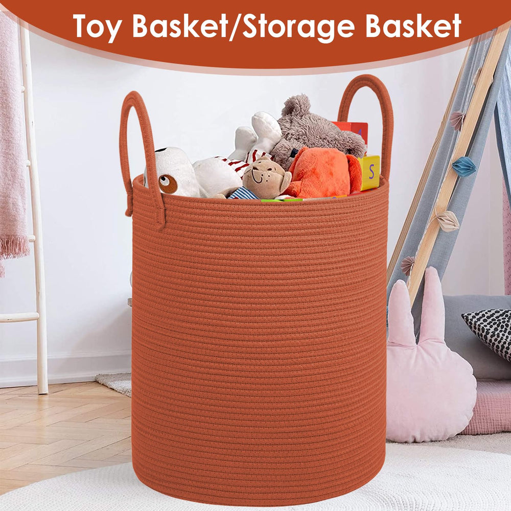 HOBASKET nursery organization basket keeps toys neatly organized and accessible.