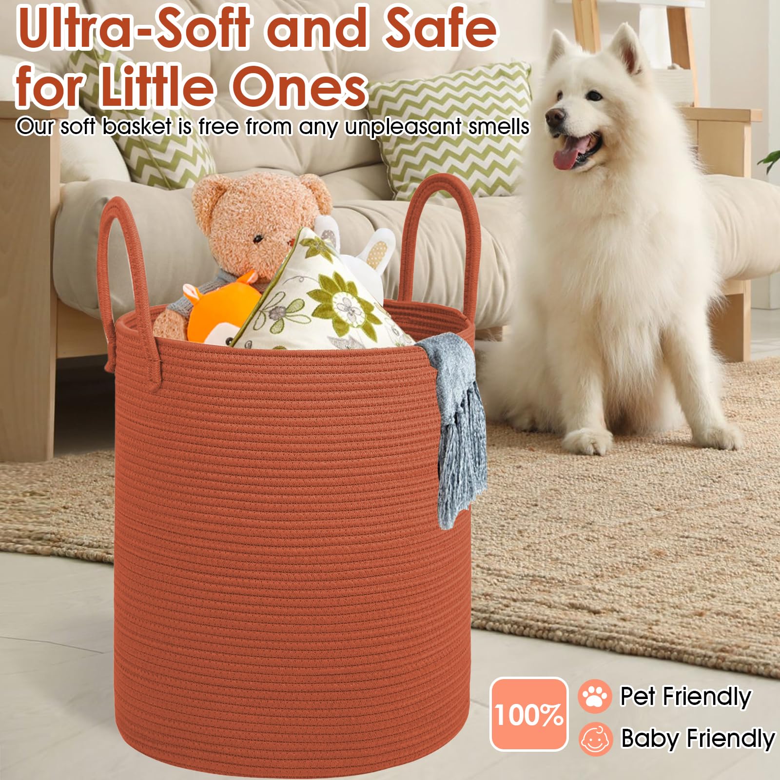 HOBASKET versatile storage basket complements home decor with woven texture.
