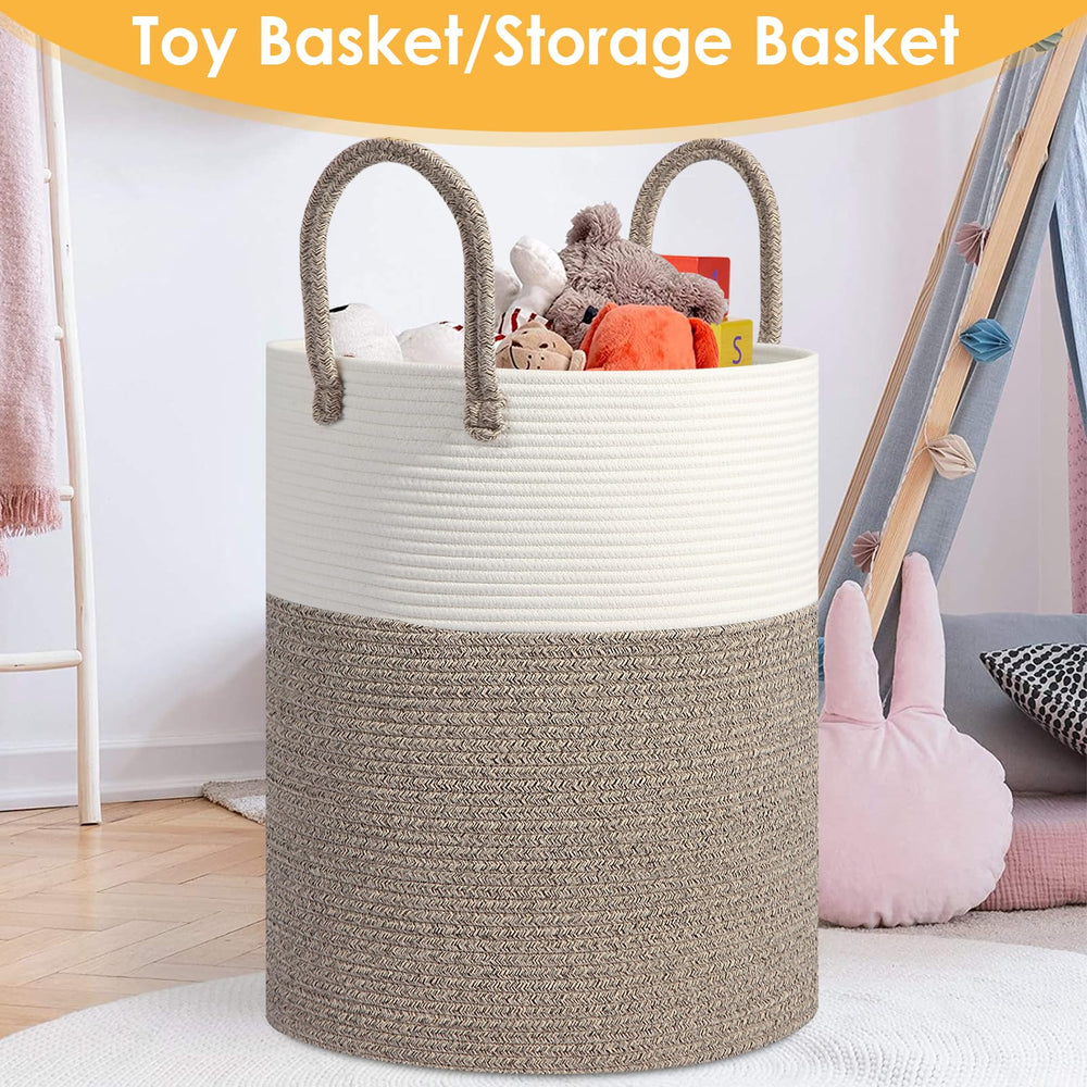 HOBASKET soft-colored woven basket for blankets and pillows decor