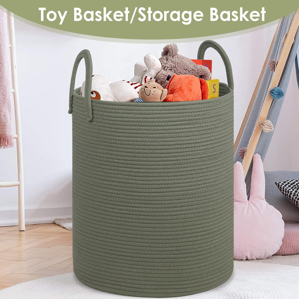 HOBASKET toy bin with handles, sturdy and kid-friendly storage.