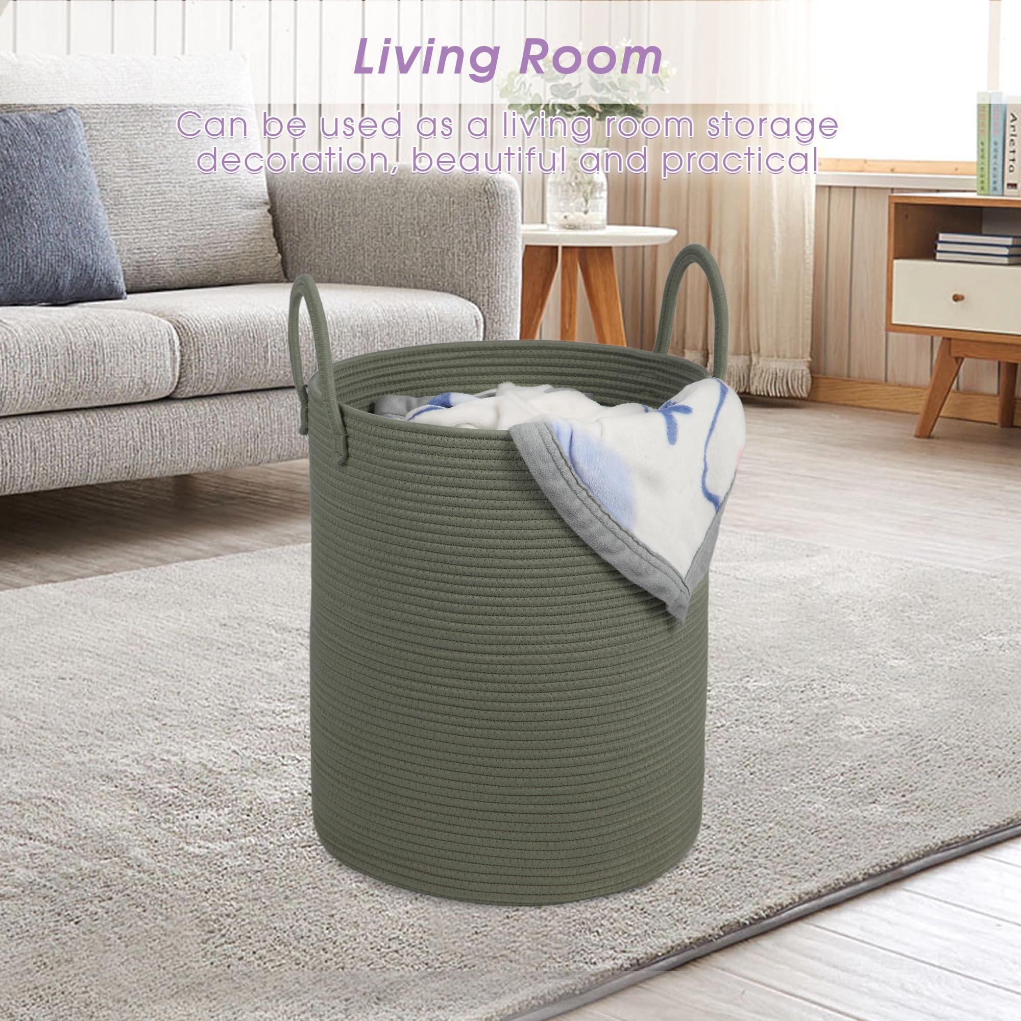 HOBASKET toy storage basket keeps toys organized and within reach.